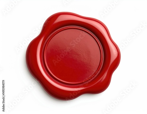 Red Wax Seal Isolated on White Background – Classic Stamp Element