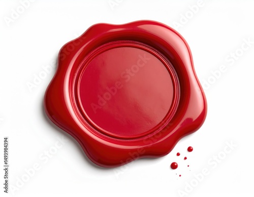 Red Wax Seal Isolated on White Background – Classic Stamp Element