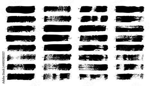 Grunge brush strokes, lines, ink smudges, hand-drawn scribble shapes. Handmade sketchy marks, acrylic stains, charcoal streaks. Paint textures, dry brush effect. Marker underline. Vector illustration