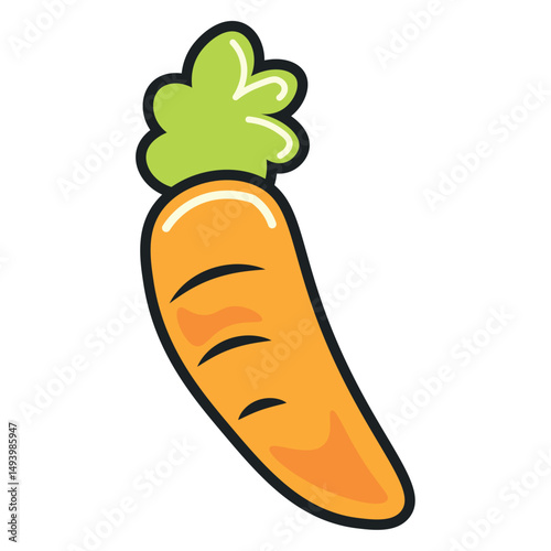 Orange carrot cartoon icon. Vector