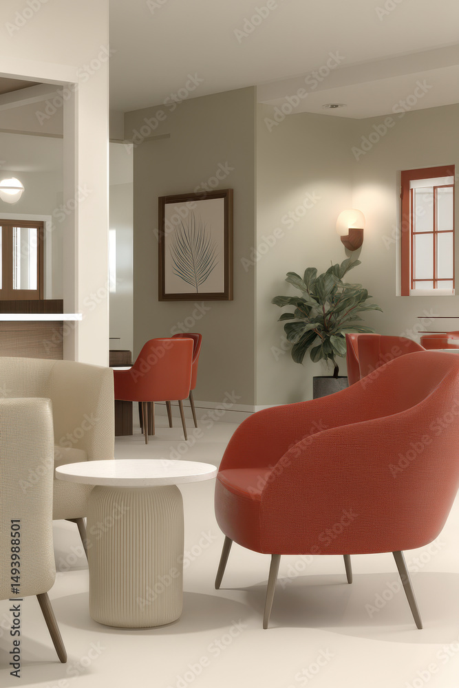 Fototapeta premium modern interior design concept for open spaces in featuring innovative zoning strategies