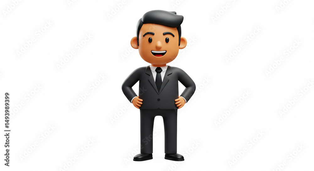 Cartoon Businessman Stands Confidently Ready Cartoon Businessman Stands Confidently Ready