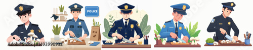 police character vector slicing mushrooms