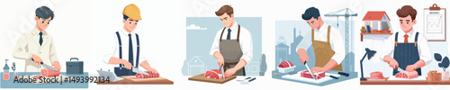 architect character vector cutting meat