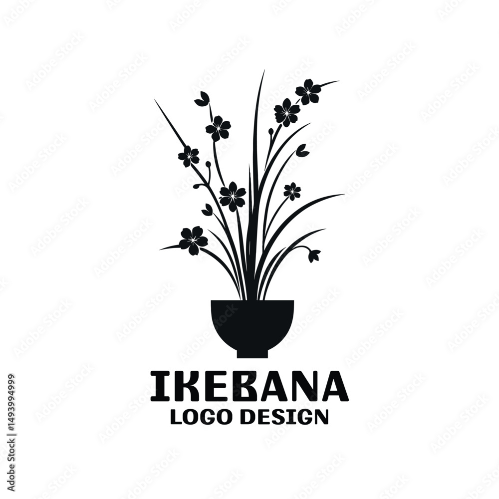 Ikebana Vector Logo Design Ikebana Vector Logo Design