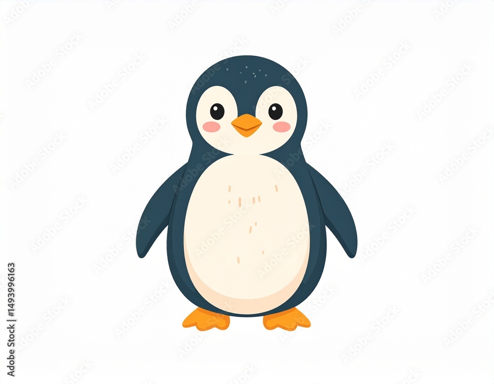 Naklejka premium Cute Penguin Illustration: Charming Solo Penguin Design for Kids' Rooms and Creative Spaces