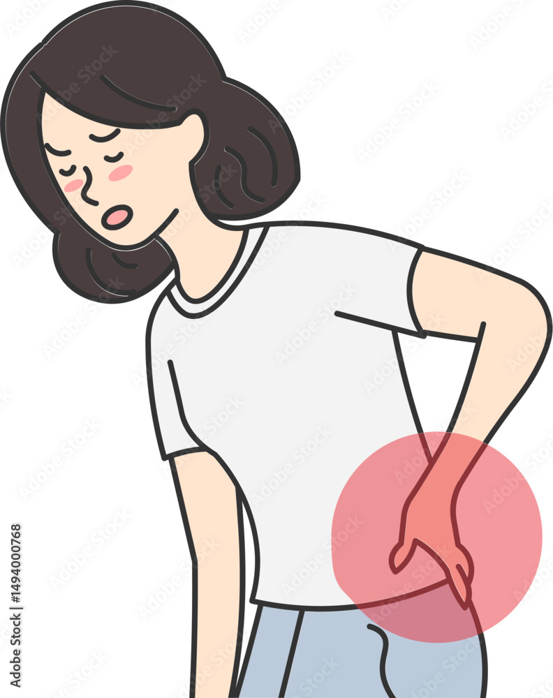 Fototapeta premium Woman touching her back with a suffering expression