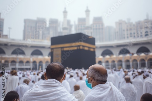 A devoted Muslim Hajj pilgrimage at the Kaaba