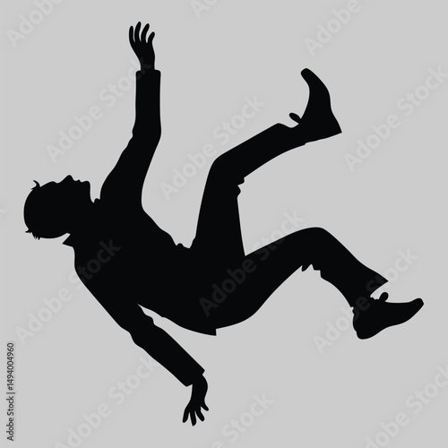 a person falling backward silhouette vector design art and illustration
