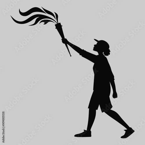 a person lighting a torch silhouette vector design art and illustration