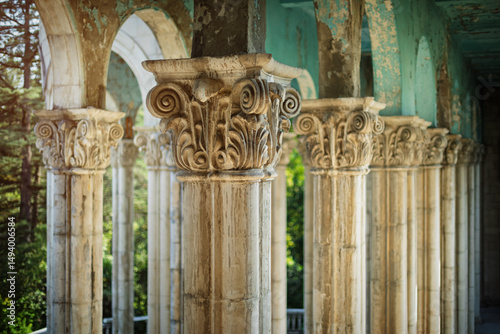 Obraz na plátně Abandoned sanatorium with classical architecture in Tskaltubo, Georgia