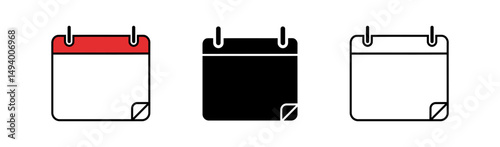 Row of Three Calendar Icons Showing Different States and Color Fill