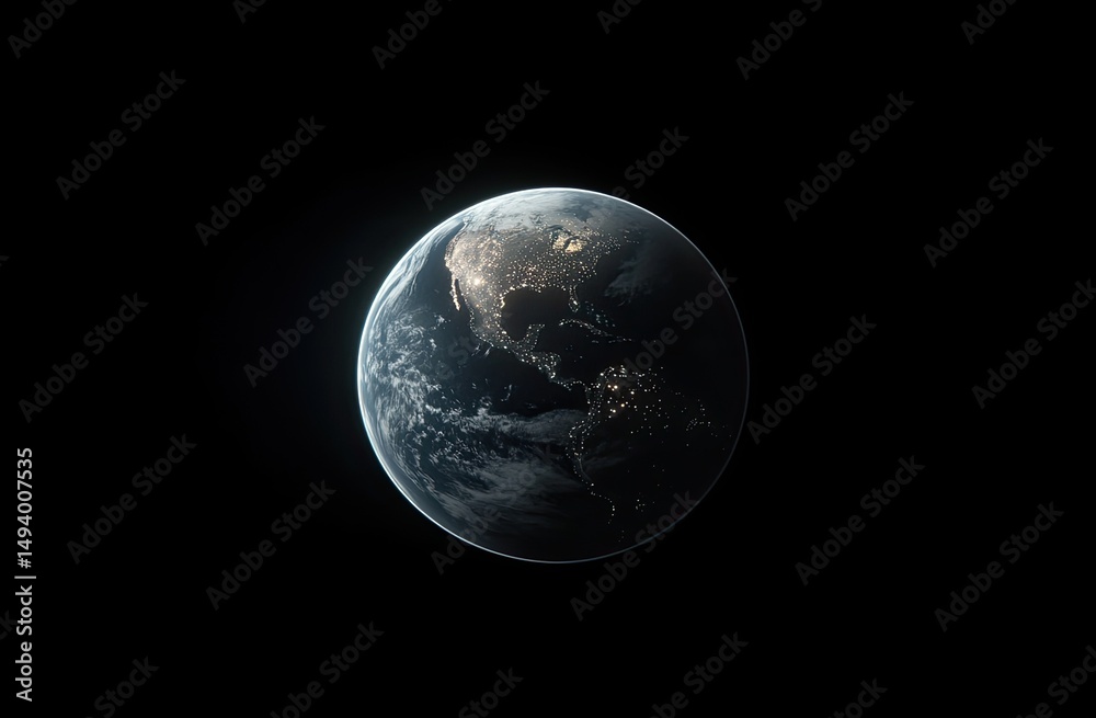 Fototapeta premium Earth from space, North America highlighted