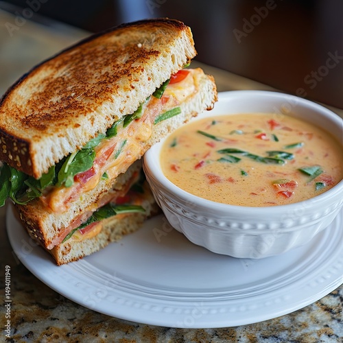 Grilled cheese sandwich with tomato soup