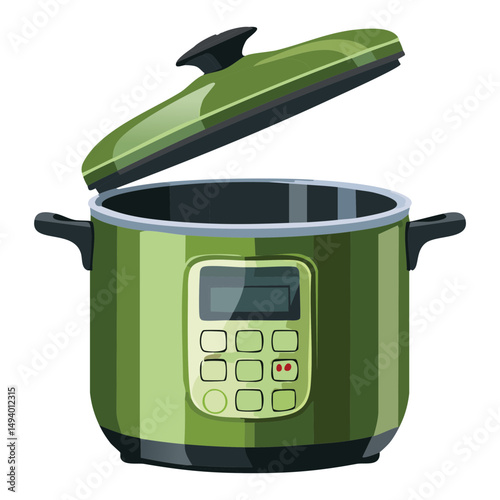  green digital pressure cooker - vector illustration