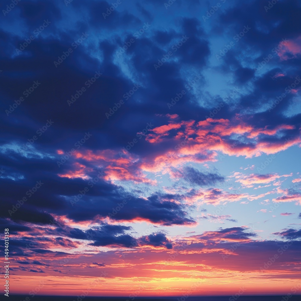 Fototapeta premium Dramatic sunset sky with vibrant clouds