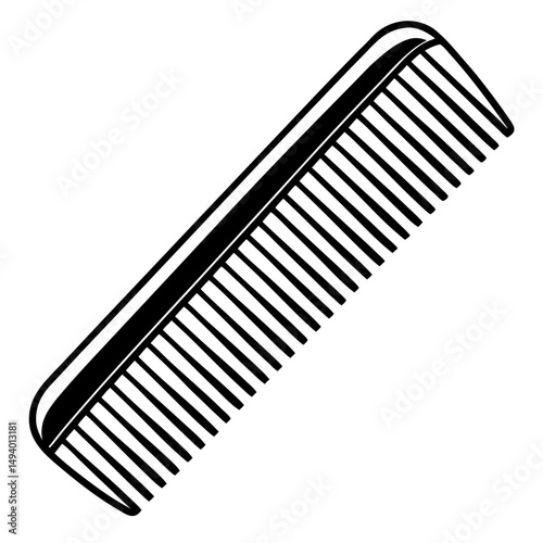 Hair Comb Silhouette Vector on White Background