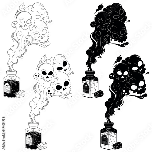 Poison bottle with toxic smoke