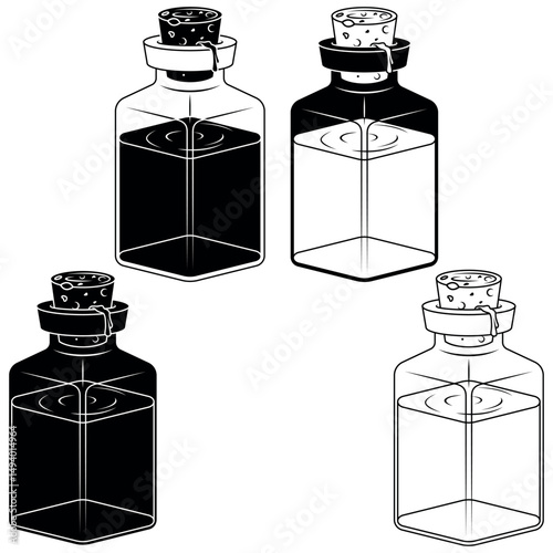 Glass bottle with mineral water corked