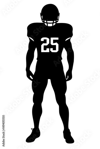 Person in Purple and White Football Uniform Showcases Athletic Stance During Practice Session