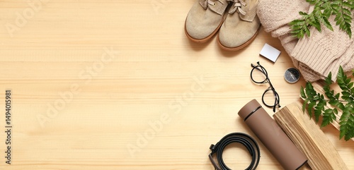 Set of items for trekking o...