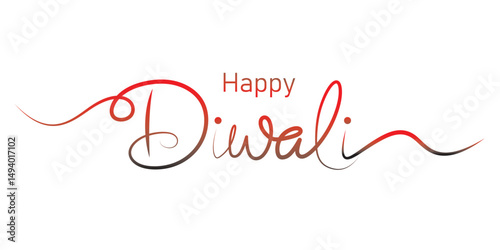 Happy Diwali text. Festival of lights. Greeting card or holiday banner. Vector illustration