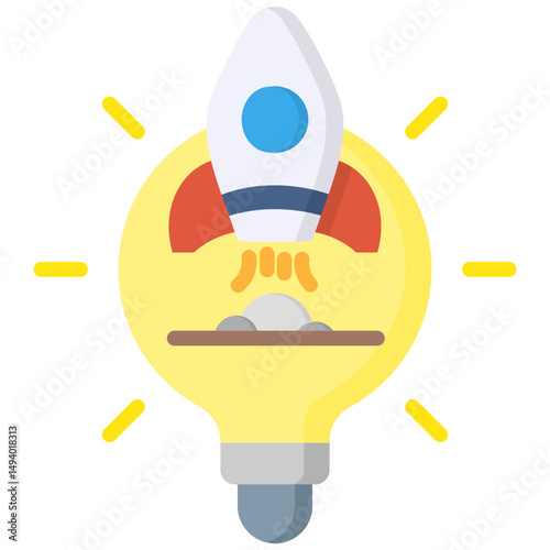 Startup flat color icon. Simple vector icon design in flat color style. Editable vector format