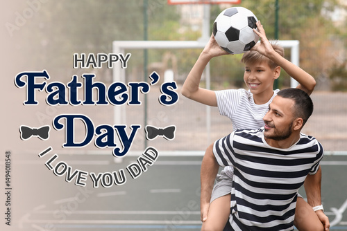 Happy father and son with s...