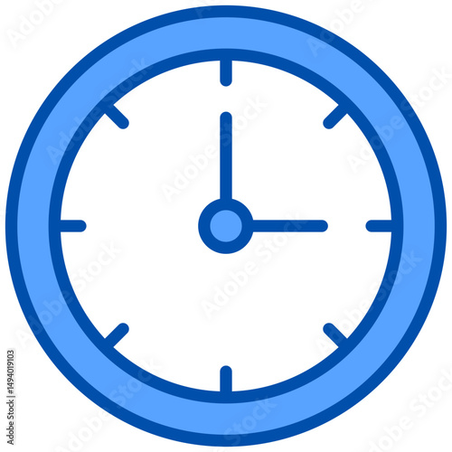 Clock blue color icon. Simple vector icon design in blue color style. Editable vector format