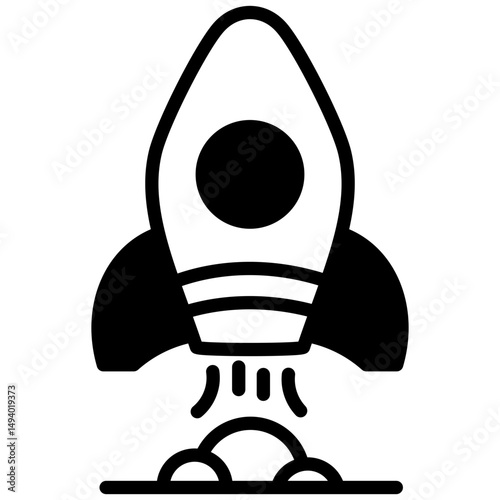 Rocket mixed glyph icon. Simple vector icon design in glyph style. Editable vector format