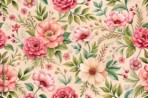 Wallpaper Mural Hand Painted Garden Flower Pattern In Pink Tones Torontodigital.ca