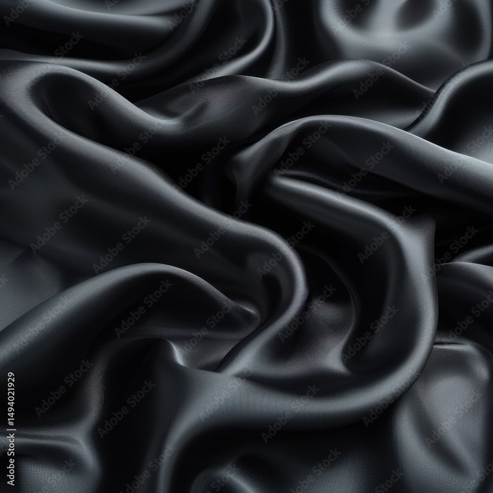 Fototapeta premium DRAPÉ DE TISSU NOIR ÉLÉGANT, TEXTURE SOYEUSE