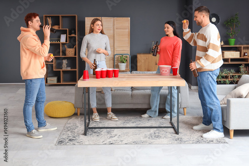 Group of young friends play...