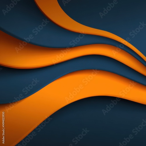 Abstract Orange and Navy Blue Paper Cut Style Background Graphic Art Design Illustration Wallpaper