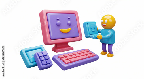 Joyful computer friend helps with tech