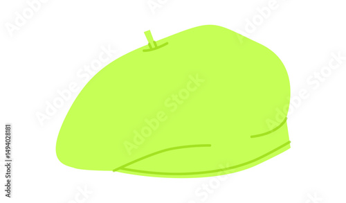 Beret Hat. Winter Head Fashion accessory cap clothing technical illustration. Vector headgear for Men, women, unisex style, flat template CAD mockup sketch outline isolated