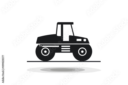 Black Silhouette of a Tractor on a White Background Representing Agriculture and Farming. vector icon minimalist