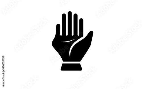 Silhouette of a Raised Hand Against a Plain Background Symbolizing Communication Gesture. vector icon minimalist