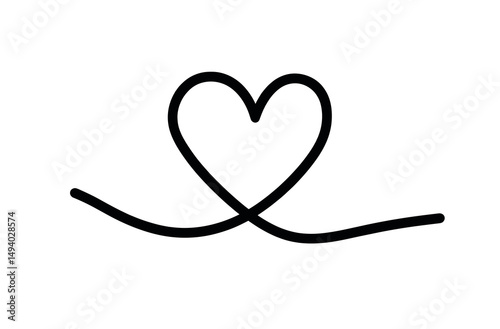 Elegant Minimalist Heart Shape Design Created with Simple Flowing Lines. minimalist vector logo