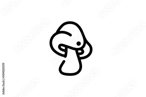 Simple Line Art Illustration of a Cartoon Mushroom. minimalist vector logo