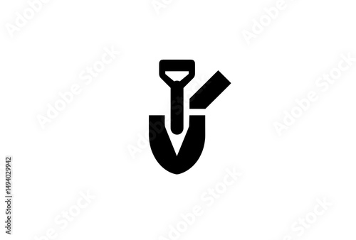 Simple Shovel and Spade Icon Representing Gardening Tools and Landscaping Activities