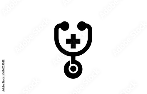 Minimalist Black Stethoscope Icon Symbolizing Health and Medical Care
