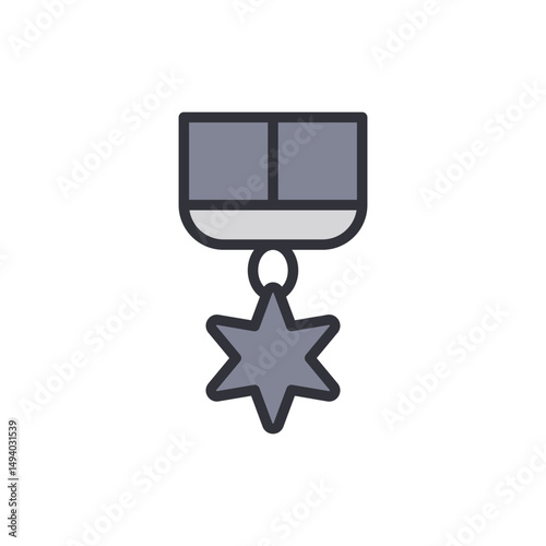 Stylized Illustration Of A Six Pointed Star Award Medal On Transparent
