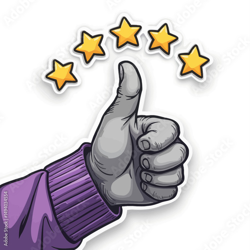 Five Stars Rating Thumbs Up Illustration