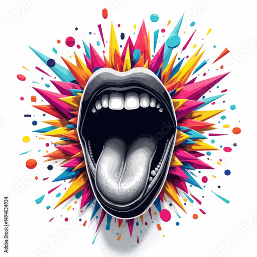 Vibrant Colorful Mouth Explosion Abstract Art