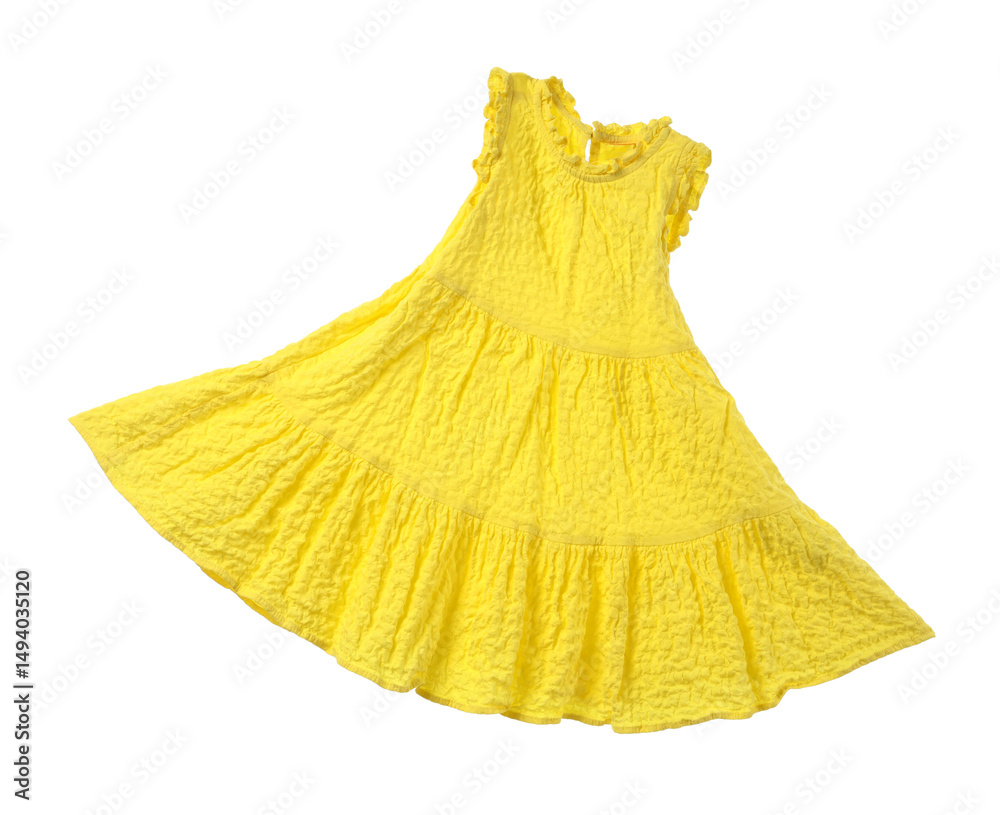 Flying yellow dress isolated on white background Flying yellow dress isolated on white background
