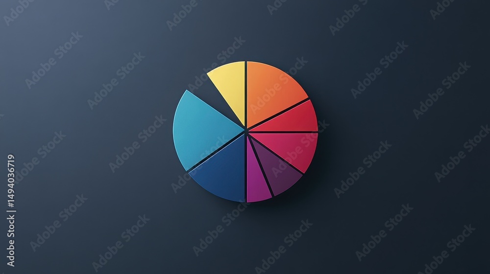 Fototapeta premium Market share distribution graphic flat design side view theme competitive analysis animation Triadic Color Scheme