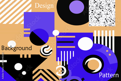 Bold vector dynamic geometric shapes and abstract patterns background. Minimalist design with a modern and retro aesthetics. For posters, flyers, banners, and festival promotions