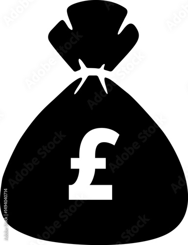 Money bag icon with pound sterling icon