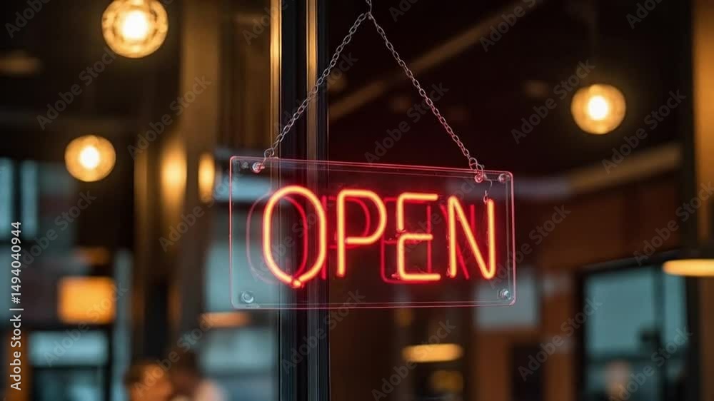 A Neon Open Sign Welcomes Patrons Inside. A Neon Open Sign Welcomes Patrons Inside.